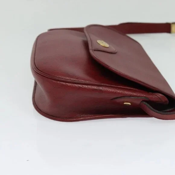 Christian Dior Honeycomb Canvas Shoulder Bag PVC Red Gold Auth 134766